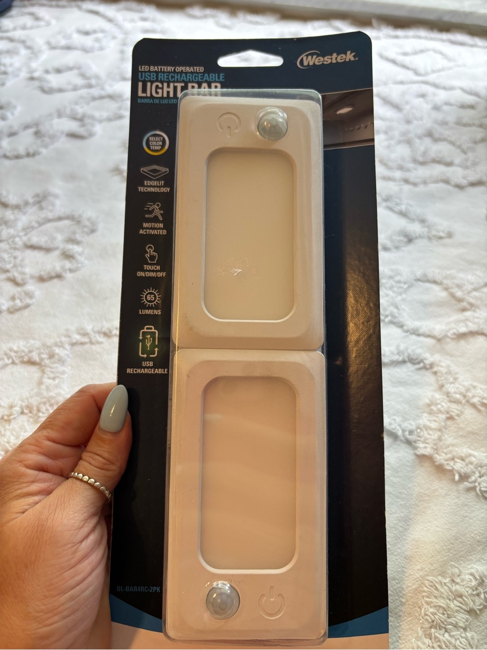 Westek Rechargeable 4” Touch and Motion Activation Under Cabinet Light (2-Pk)